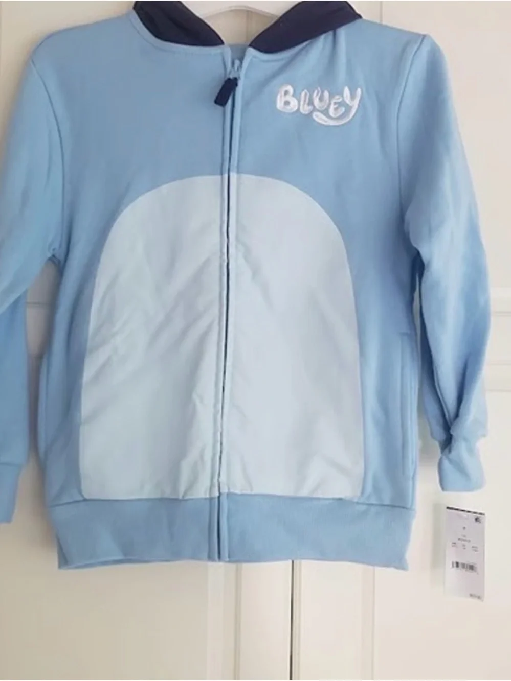 Blue Kids Zip-Up Hoodie with Contrast Panel